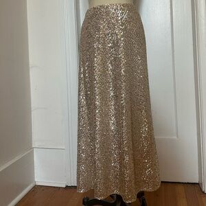 Gold sequin cocktail mid length skirt